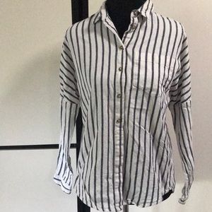 Soft button up cotton shirt drop shoulders